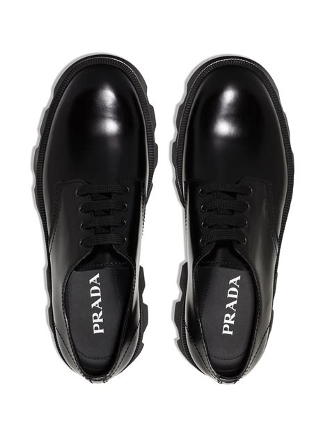 Prada Rocksand Leather Derby Shoes 